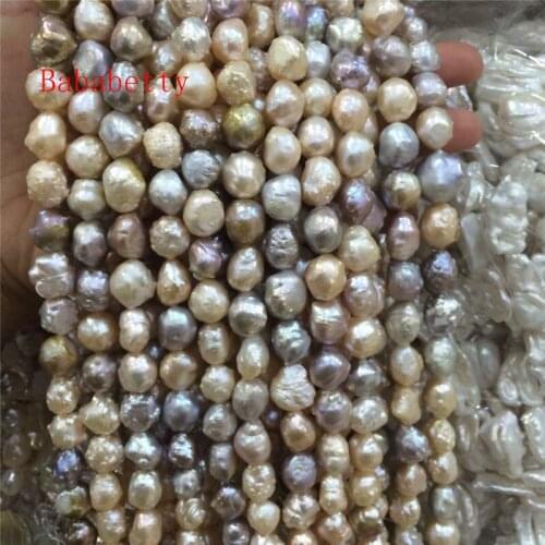 Wholesales new Genuine Freshwater Natural multicolor 10-12mm baroque 14" Loose beads