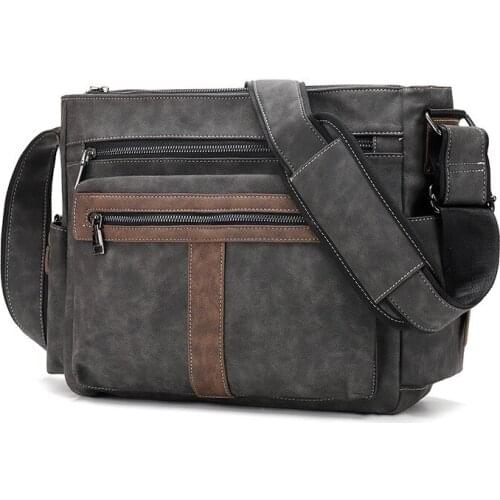 Luxury Mens Messenger Shoulder Bag Pu Leather Crossbody Business Briefcase Bag Boys Computer Handbag Travel Pack MultiPurpose