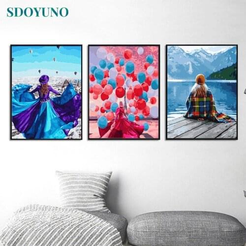 SDOYUNO 3Pcs 40x50cm Painting By Numbers For Adult Scenery DIY Paint By Numbers Frameless Handpainted Digital Painting On Canvas