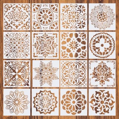 Size 15*15cm DIY Mandala Stencils Painting for Wood Tiles Fabric Wall Art Home Decoration Drawing Laser Cut Template