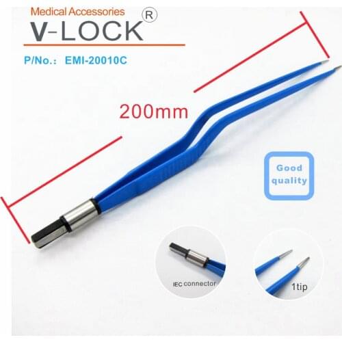 2019V-LOCK best reusable bipolar forceps L: 20 cm tip size 1mm angled for electrosurgical unit