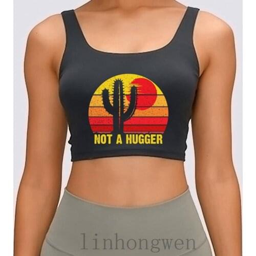 Not A Hugger Cactus Vintage Funny Women Tank Top Summer Style Unisex Customize Novelty Euro Size S-XL Comical Loose Crop Top