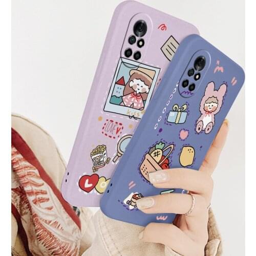 Girl Lens Protection Case For Huawei Nova 8 7 Pro SE 6 SE Soft Liquid Silicone Phone Cover For 5 Pro 5Z 5I 5Ipro 5T 4 4E Case