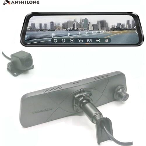 ANSHILONG 9.66" FULL TOUCH SCREEN Display Car Stream Media Rear View Mirror DVR Monitor FHD 1080P with Special Bracket