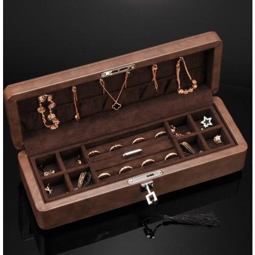 Women Jewelry Storage Box New Fashion double-Layer Jewelry Accessory Storage Box with key Birthday Marriage Gift for women