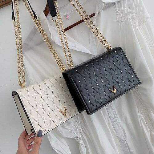 Ladies Chain Strap Shoulder Pu Bag New Style Metal Women Fashion Sling Bag Adjustable
