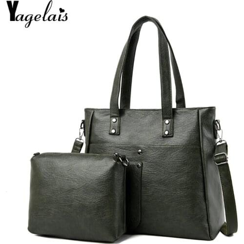 Womens Bag Large-capacity Solid Color Pattern Handbag 2020 Rivet Smooth Soft Leather Design For Lady Shoulder Bag