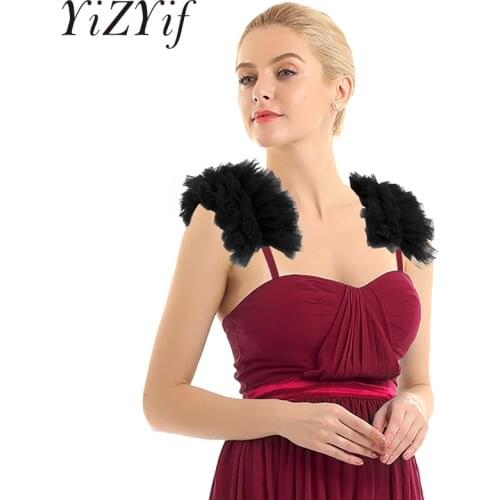 Fashion Women Ruffled Tulle Epaulet Shrug Shoulder Wrap Clothing Accessories for Halloween Nightclub Stage Performance Costumes
