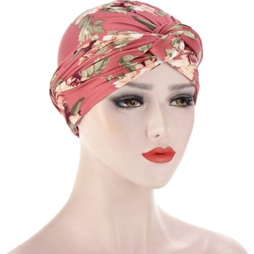 2021 Forehead cross Inner caps for hijab bonnet Fashion print cotton muslim turban Africa wrap head scarf Inner hijabs turbante