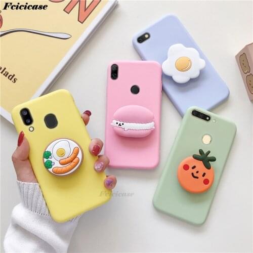 3D Cute Cartoon Cookies Case For Huawei Y5 Y6 Y7 Y9 Prime Pro Lite 2017 2018 2019 Phone Holder Cover