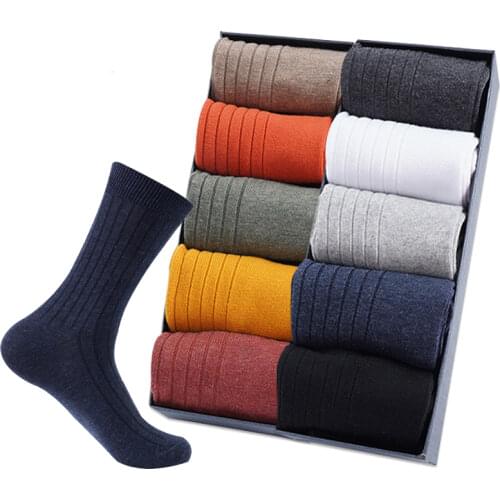 5 Pairs Hot Sale New Autumn Winter Men Warm Socks for Man Cotton Harajuku Striped Long Socks Fashion White Casual Tube Socks