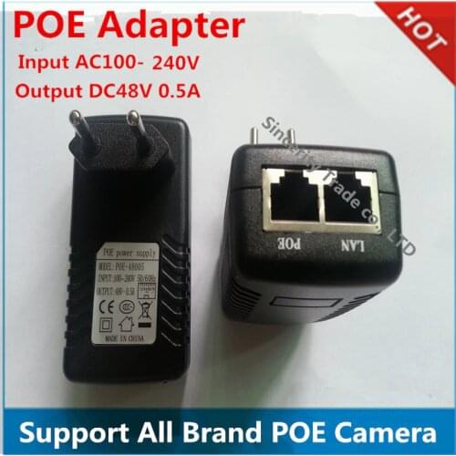 DC48 V 0.5A 100Mbps Base-T PoE Injector Power Adapter Compliant to IEEE802.3af input AC100-240V Support POE camera