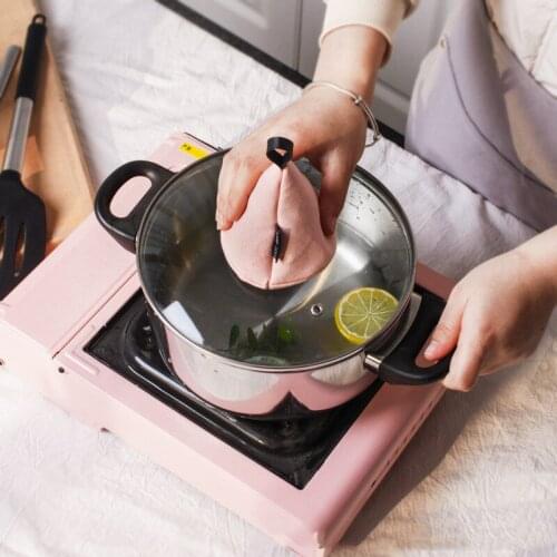 Anti Scalding Gloves Cotton Pot Cover Heat Insulation Kitchen Tableware Anti-hot Pot Clip Cap Plate Spoon Kitchen Accessories