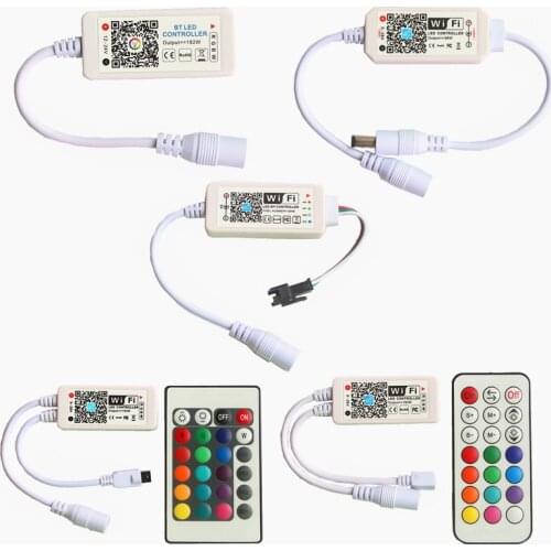 Bluetooth WiFi LED Controller for 5V 12V 24V SMD 2835 3014 3528 5050 5630 WS2811 WS2812B SK6812 Single Color RGB RGBW LED Strip