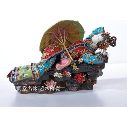 Rich and adequate food and clothing porcelain classic beauty decoration Shiwan doll Chinese ancient style character decorations