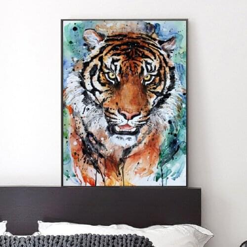 Large Animals Posters Water Color Tiger Wall Art Canvas Painting Wall Prints Animal Posters Best Gifts Living Room Home Decor