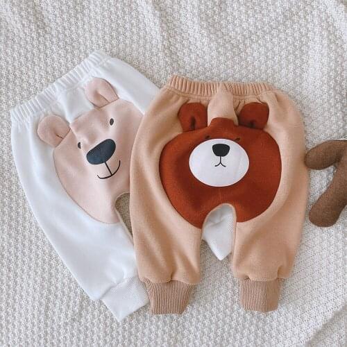 Brand New Autumn/winter Girls Boys Cartoon Pants Velvet Warm Comfortable PP Pant Trousers Baby Clothes Newborns Clothing 0-2age