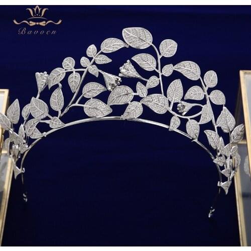 European Leaves Cubic Zircon Wedding Tiaras Crowns Headpieces Brides Hairbands Wedding Hair Jewelry Gifts