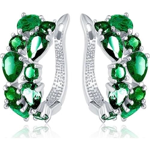 Elegant Ladies Accessories Zircon Brincos Silver Hoop Earrings for Women Jewelry Mujer Wedding Engagement Statement Earings