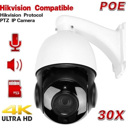 8MP 4K POE PTZ IP Camera 5MP 30X ZOOM Waterproof Speed Dome Camera Outdoor IR 60M H.265 CCTV ONVIF Alert Two Way Audio