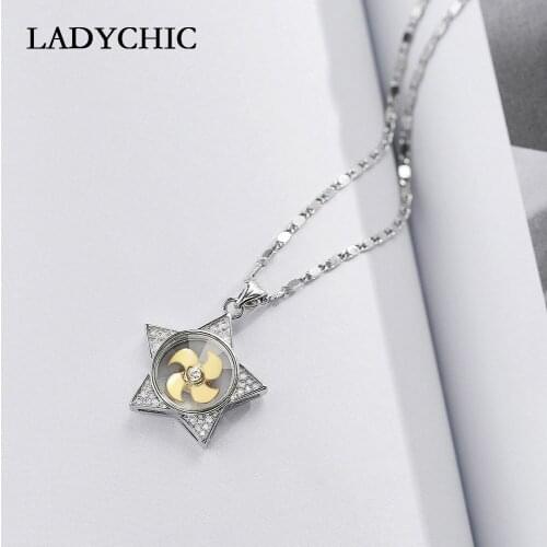 LADYCHIC New Arrival Pentagram Rotatable Gold Windmill Pendant Southeast Asian National Style Lucky Necklace Jewelry Gift LN1320