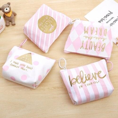 Mini coin purse ladies coin hard clip wallet student wallet canvas coin key card wallet zipper coin purse wallet purse clip bag