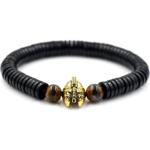 Men Bracelet Coco nut shell beads Bracelet Roman Warrior Gladiator Helmet bracelet For Women Jewelry Gift hombre mujer pulsera
