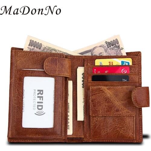 100% Genuine Leather Men Wallet Vintage Short Wallets Male Multifunctional Mini Purse Coin Pocket Driver License Holder Vallet