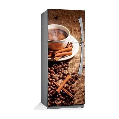 Fridge Sticker Coffee Bean Hot CoffeeArt Refrigerator Dishwasher Door Wrap Kitchen Wallpaper Accessories Modern 3d Wall Stickers