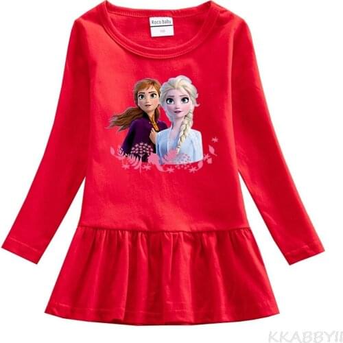 Spring And Autumn New Frozen Princess Foreign Trade Childrens Wear Cotton Girl Cartoon Dress Baby Skirt