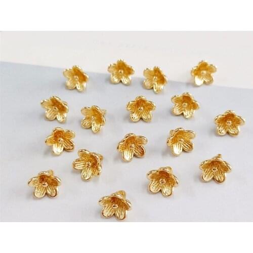 20 PCS 7*8mm Fashion Metal Alloy KC Gold Flowers Pendant Charm DIY Accessories For Jewelry Making