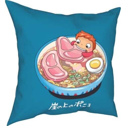 Ponyo On The Cliff Ham Kissen Abdeckungen Hause Ghibli Anime Miyazaki Ramen Kissen Fall Hause Dekoration Kissenbezug 45*45cm
