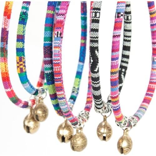 Adjustable Pets Collar Cat Collars & Leads Cats Products for Pet Vintage Dog Collar Lead with Bell Buckle Accessories