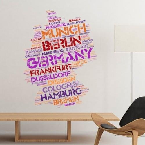 Germany City Name Map Style Illustration Pattern Removable Wall Sticker Decals Mural Wallpaper Wedding Decoration