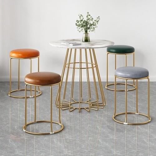 Nordic modern simple household dining chair fashion light luxury round dressing stool high resilience sponge small furniture