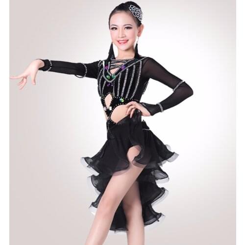 Free Shipping New Girl Latin Dance Dress Blue/Black/Red Student Good Quality Chacha Ballet Dress Female Latin Dance Skirt 2047