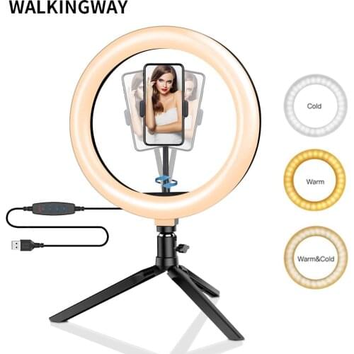 10" LED ring light 26cm Photography Lighting Dimmable Selfie RGB lamp with tripod for makeup Youtube Tiktok phone camera video