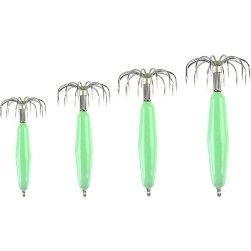 Stainless Steel Luminous Squid Hooks Fishing Tackle Lures Squid Jigs Hook 12 Pin Umbrella Octopus Fishhook Accessories