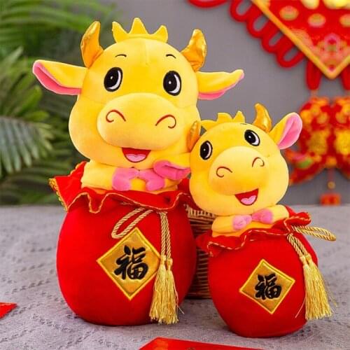 Chinese New Year Red Bull Decoration 2021 Year of The Ox Festival Decoration Q6PD