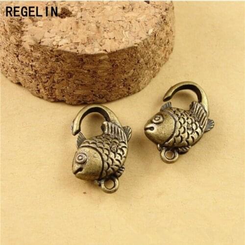 REGELIN Antique Silver Fish Lobster Clasp Hooks 10pcs/lot 20*13MM For Necklace Bracelet Chain DIY Jewelry Accessory Findings