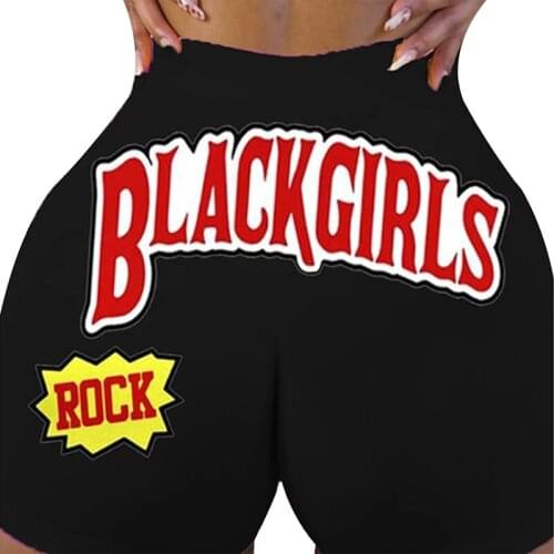 Women Shorts Summer Outwear Sexy Bright Color Hot Booty Shorts with Cartoon Words Printing Female Short Leggings Yoga Outfits