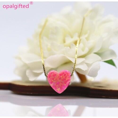 1pc Free Shipping 10mm OP42 Royal Pink synthetic Opal Heart pendant 925 Silver Gold Necklace heart opal fashion jewelry for gift