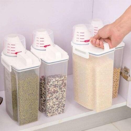 1PCS 2L Plastic Cereal Dispenser Storage Box Kitchen Food Grain Rice Container Nice Kitchen rice flour grain storage WF712312