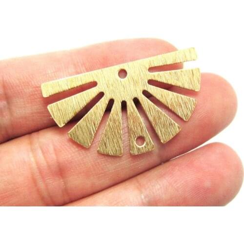20pcs Brass fan connector 35x19.6x0.6mm Textured Brass Fan charms Earrings conector Sun pendant R1052