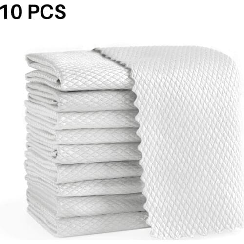 10 Pcs 30*40CM Fish Scale Rags Kitchen Cleaning Towels Super Absorbent Car Cleaning Cloth for Sink Car Glass