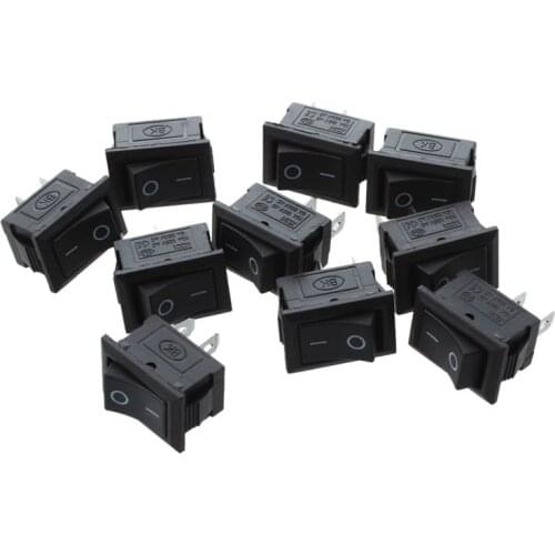 10 Pcs SPST Mini Black 2 Pin Rocker Switch AC 125V 10A 250V 6A CNIM Hot