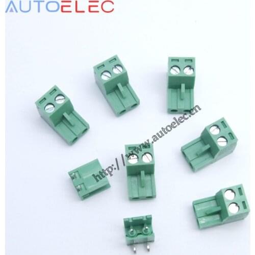 100Sets 5.08mm 2Pin PCB Electrical Screw Terminal Block Connector male&female right angle pin Care Brass, Ni Plated for PHOENIX