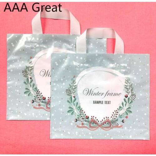 150Pcs/Lot Gift Plastic Shopping Pouch Plastic Bag for Clothes Festive Flowers Handle Supermarket Supplies Christmas Decorations