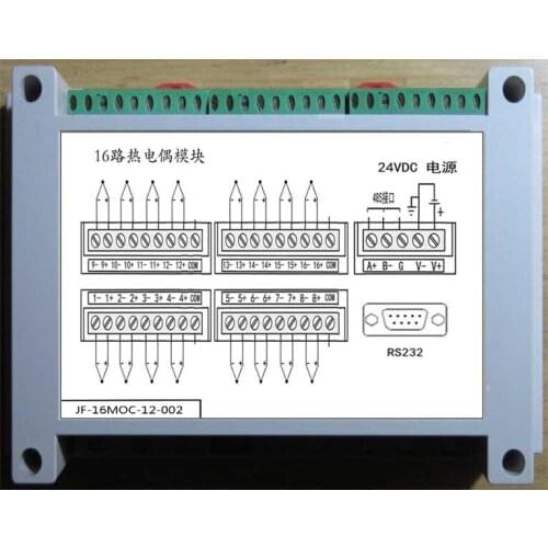 16-way Temperature Module, K-type Thermocouple Modbus-RTU Protocol, with Cold-end Temperature Compensation