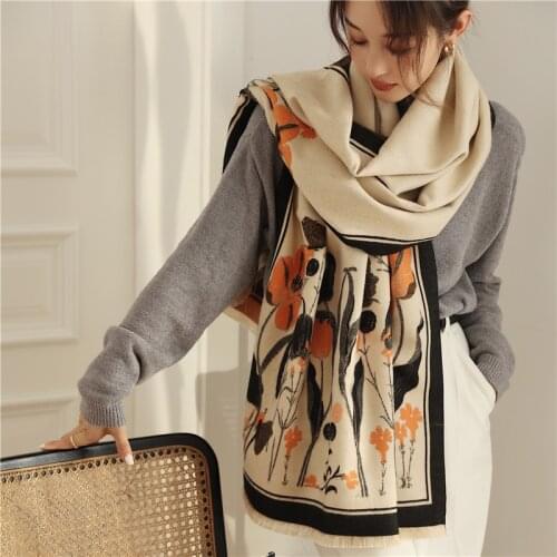 2021 Warm Elegant Scarves Thick Blanket Long Women Shawls And Wraps Winter Cashmere Scarf Bufanda Ladies Pashmina Hijab Echarpe